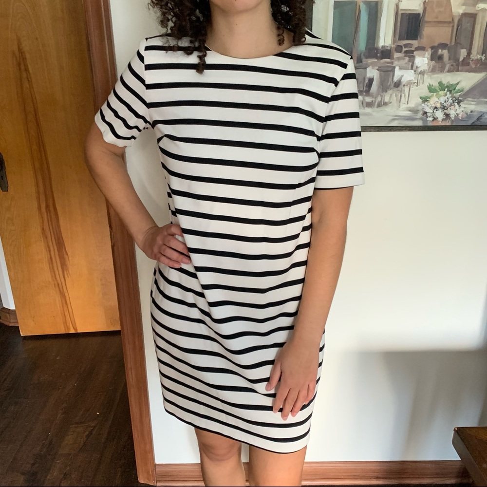 Old Navy Black and White Striped Tshirt Dress